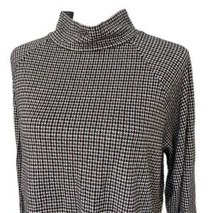 Lou & Grey for Loft Houndstooth Mock Neck Crop Long Sleeve Shirt - Women Size M